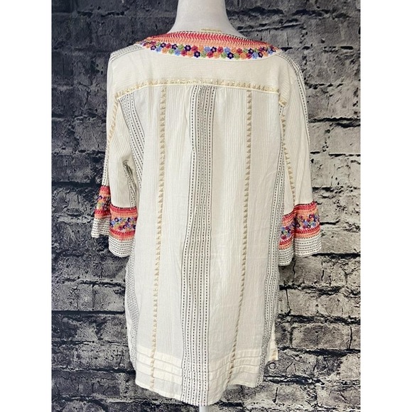 Soft Surroundings Tunic Top Womens Large Embroidered Boho Floral Ethnic India - Picture 3 of 16